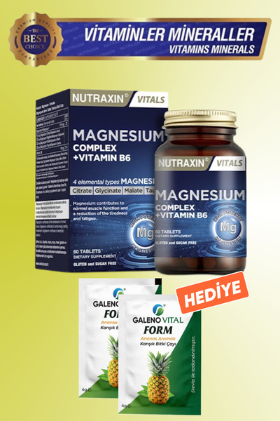 Nutraxin Magnesium Complex Magnezyum 60 Tablet Galeno V. Form 2'li Saşe