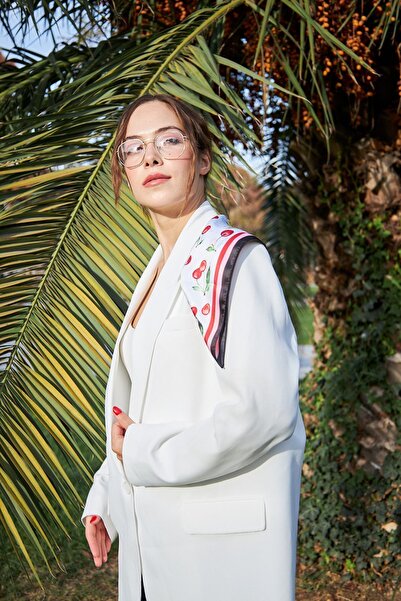 D scarf Kadın Kiraz Desenli Fular Bandana