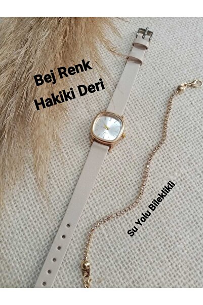 Classy Sharm Model Krem Kordon Özel Tasarım Kadın Kol Saati SU YOLU BİLEKLİKLİ bb0021