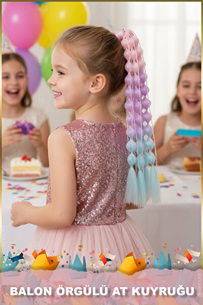 TAM TARZ Coada de cal elastică cu sclipici împletită cu baloane - ACM25