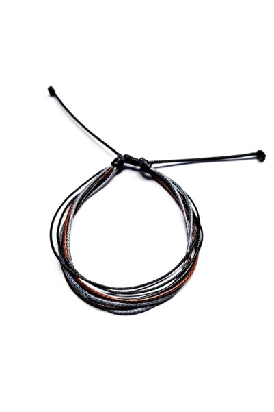 Wild Bracelets Adjustable bracelet made of several waxed cords, Dark grey by