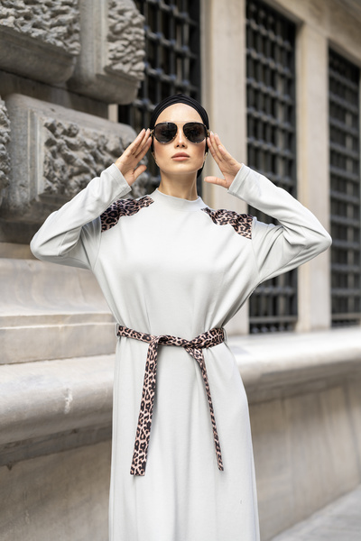 dilber fashion Leopard Detailed Double Face Cotton Lycra Sports Dress