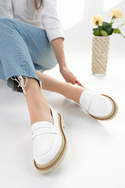 MARSHETTA Velora Модель Білий Руган Детальний Жіночий Лофер - Повсякденне Взуття
