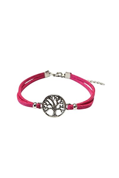 Wild Bracelets Tree of Life bracelet, suede, bright pink, handmade by