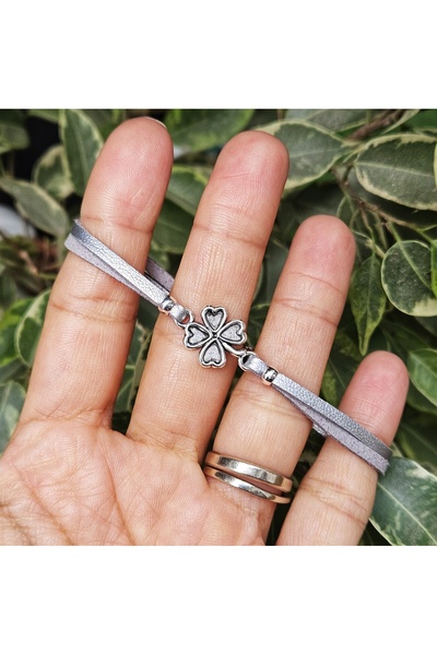 Wild Bracelets Four-leaf clover bracelet, made of suede, silver, handmade by