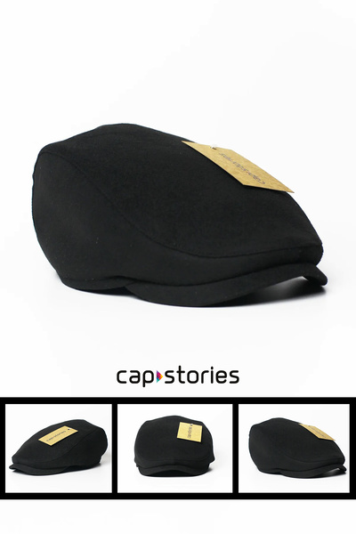 Capstories Black Wool Fabric Standard Size Hat - 1St Class Fabric