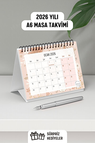 Eldesen Tasarım 2026 Masa Takvimi Spiralli A6 (15x12cm) Orta Boy / Resmi Tati...