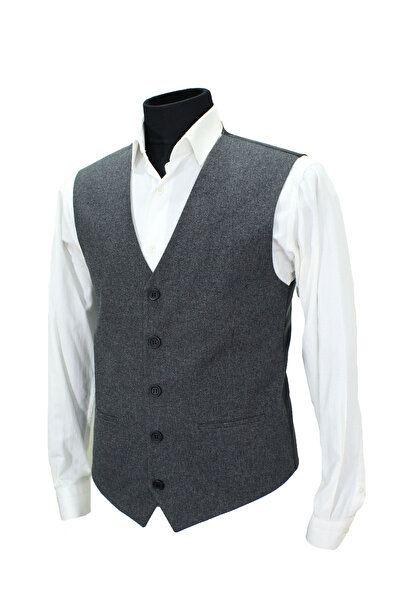 MENTOR REGALO MEN'S VEST V-NECK BLACK PATTERNED 50578