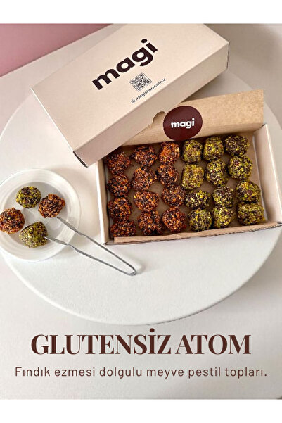 Magi Glutensiz & Şekersiz Karışık Atıştırmalık 400g – Doğal Fındık Ezmeli Pestil Topu - Atom