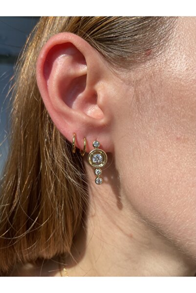 Hora Sıralı Zirkon Detaylı Premium Halka Çelik Küpe