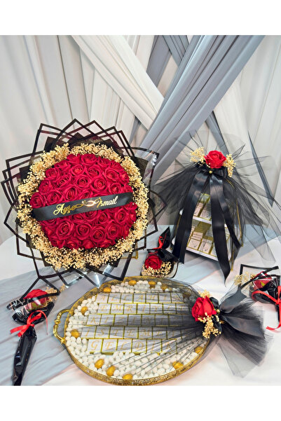 Cyz Home 41’li Kızİsteme Çiçeği ve 150 Adet Söz Çikolatası, Nişan Çikolatası ...