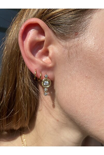 Hora Sıralı Zirkon Detaylı Premium Halka Çelik Küpe