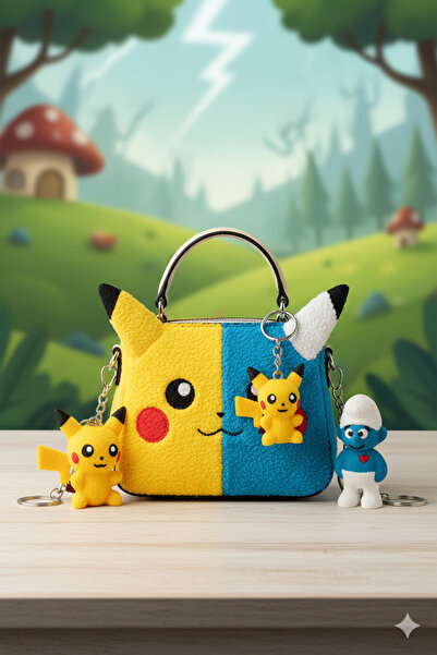 ANAHTARLIKCIM 2li Anahtarlık Şirinler ve Pikacu 3D Baskı Anahtarlık ve Çanta ...