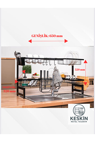 Keskin Metal Tasarım MUTFAK EVYE ÜSTÜ GRİ TABAKLIK BARDAKLIK BULAŞIKLIK SETİ