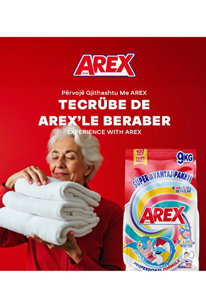 AREX "büyük Ekonomi Paketi ; Toz Çamaşır Deterjanı, Color&White 9KG + Sık Yıkananlar 9KG