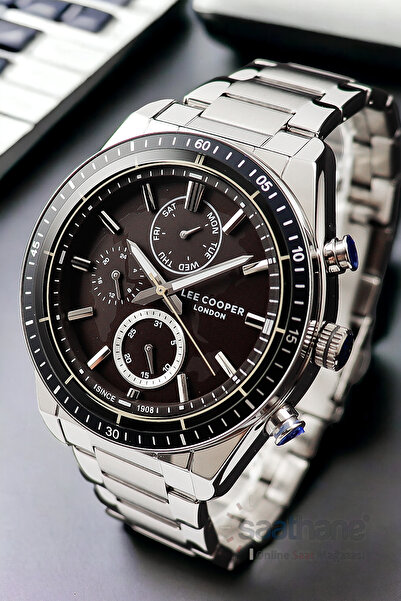 Lee Cooper Men's Wristwatch with Original Function Black Dial Calendar and Bracelet Gift