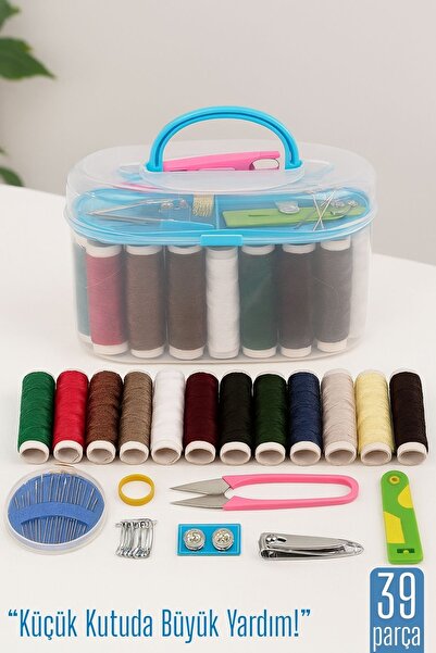KaktüsKedi Özel Kutulu 39 Parça Dikiş Seti – Renkli İplikler, Makas, İğne, Mezura ve Aksesuarlar 711837