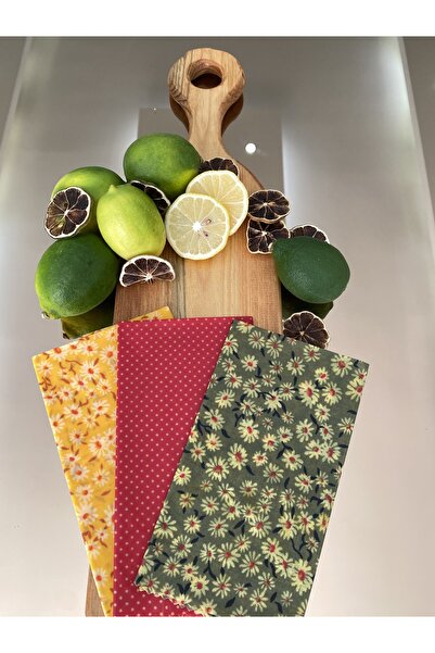 Home 3-Piece Mixed Pattern Fabric Reusable Natural Beeswax (Beeswax) Food Storage Cloth Large Size