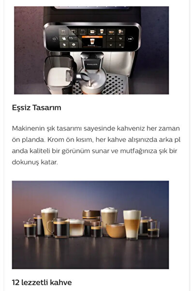 Philips 12 KAHVELİ Tam Otomatik Espresso Makinesi, LatteGo Şimdiye Kadarki En Hızlı Süt Temizleme Sistemi