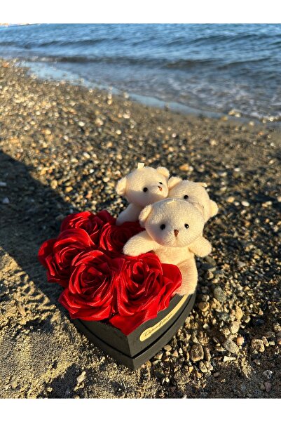 SATENCE STORE Kalpli Kutuda Ayıcıklı Solmayan Gül