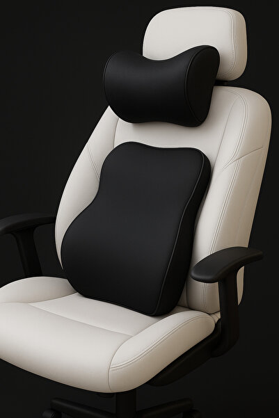 PİLLOWART Visco Premium Ergonomik Ofis Koltuğu Bel & Boyun Destek Minderi (Si...