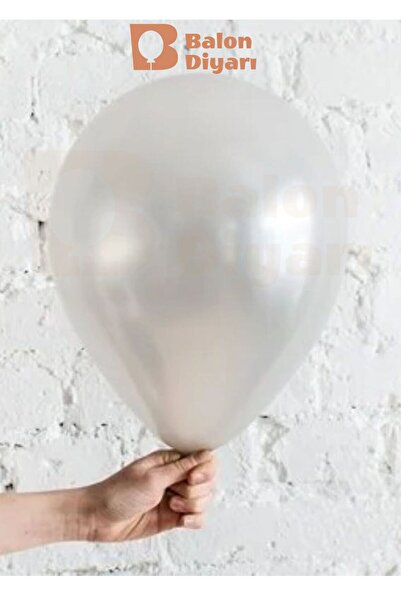 BALON DİYARI 10 Adet Beyaz Metalik Balon – Şık ve Parlak Dekorasyon