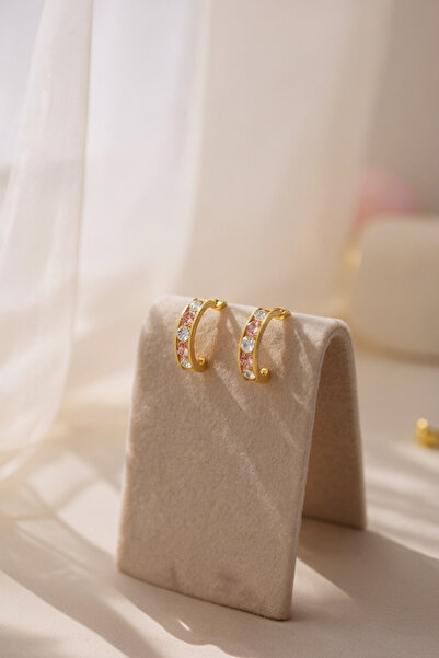 Çgk Çiğdem Gürel Kuyumculuk Pembe Halka Çocuk Altın Küpe