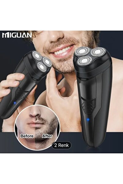 MİGUN Tıraş makinesi MIGUAN kablosuz kuru ve ıslak kullanımı standart 3 başlı...