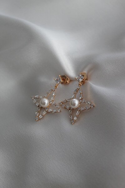 Nenya أقراط VIP من الفولاذ على شكل نجمة مرصعة بالألماس واللؤلؤ