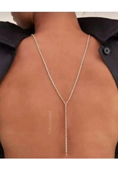 TakıConcept Su Yolu Taşlı Sırt Kolyesi Vücut Aksesuarı