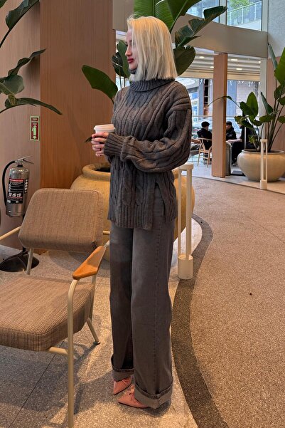 ELBA STİL Anthracite Turtleneck Knitwear Sweater