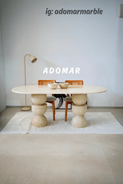 adomarmarblehandmadeandluxury Gerçek Traverten Yemek Masası - Traverten Masa,...