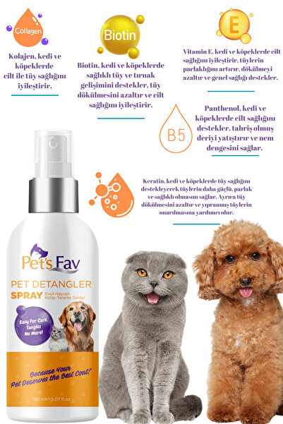 Pets Fav Köpek Kıtık Açıcı Kolay Tarama Spreyi Anında Dolaşıklık Giderme Bakımı & İpeksi Tüy Sağlığı