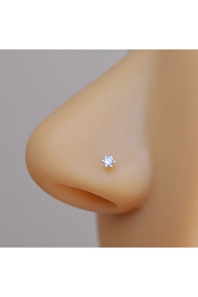Heppii 925 Ayar Tektaş Hızma Taşlı Burun Piercing 2 mm
