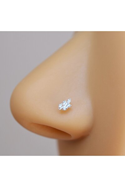 Heppii 925 Ayar Mini Yaprak Model Hızma Çiçek Figürlü Burun Piercingi