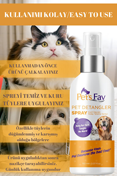 Pets Fav Köpek Kıtık Açıcı Kolay Tarama Spreyi Anında Dolaşıklık Giderme Bakımı & İpeksi Tüy Sağlığı