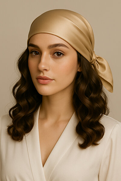 VeneraSilk Venera 100% Saf Ipek Hair Scarf - Beige