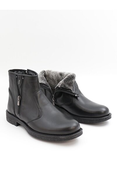 Nesil Shoes Thrtrk 905 Чорні чоловічі черевики з натуральної шкіри та гумовою підошвою