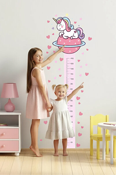 KT Decor Cute Unicorn Galaxy Height Chart Girl's Room Wall Sticker Set