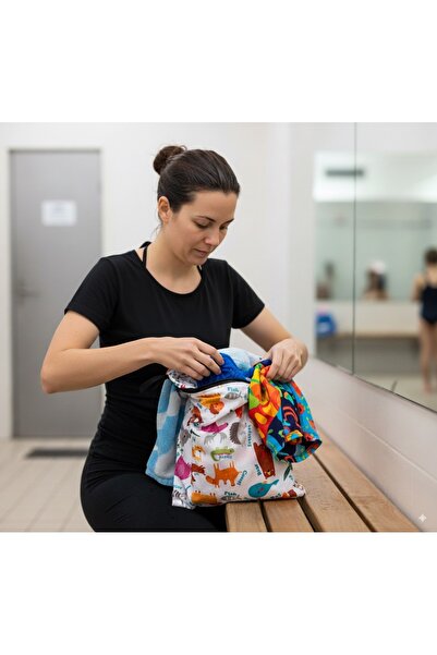 yorni 2 Adet, Ekonomik Set, Zoo 29x27cm, Su Geçirmez Islak Mayo, Kirli Bez Taşıma Torbası Çok Amaçlı Çanta