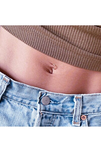 Heppii Gümüş Renk 316 L Çelik Küçük Düz Halka Göbek Piercingi 8 mm