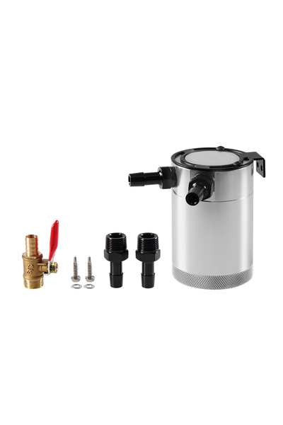 Choice Silver Aluminum Oil Catch Can Baffled 2-Port Oil Catch Tank Kit With D...