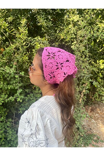 Nil Aksesuarları Çiçek desen örgü bandana