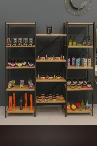 UMUTPARK Metal Ahşap 5 Katlı Büyük Mega Kitaplık. Çok katlı raf büyük raf gen...