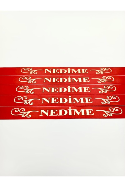 EvremStore Kırmızı Üzeri Gold Baskılı Nedime Kurdelesi 5 Adet