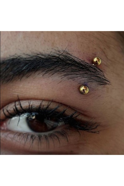 Heppii Cerrahi Çelik Gold Renkli Kaş Piercingi 6 mm