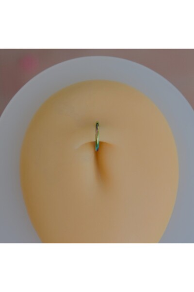 Heppii 316 L Çelik Küçük Düz Halka Göbek Piercingi 8 mm Hologram Renk