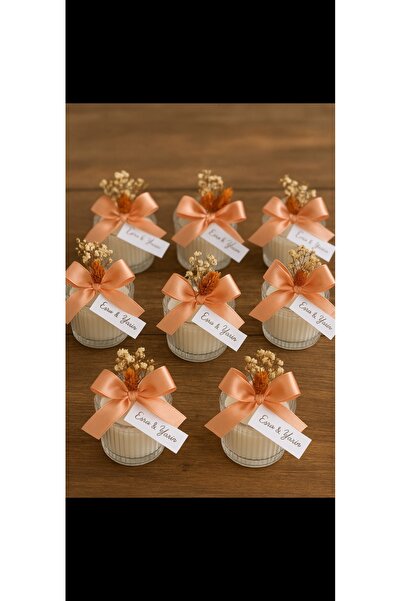 Handmade Düğün ,nişan ,kına hediyelik mika şekerlikte mum 20 Adet