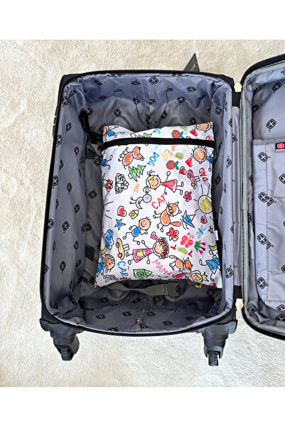 yorni Family 43x46 Cm Su Geçirmez Islak Mayo Kirli Bez Taşıma Torbası