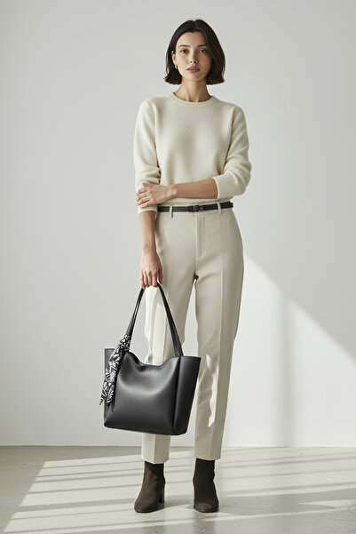 HONEY BAG Lumi̇ Women's Scarf-Shaped Zippered Magnet Closure Shopper Hand and Shoulder Bag